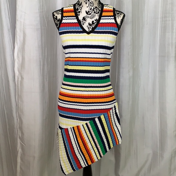 MILLY - Directional Pop Stripe Shift Dress - Picture 1 of 4